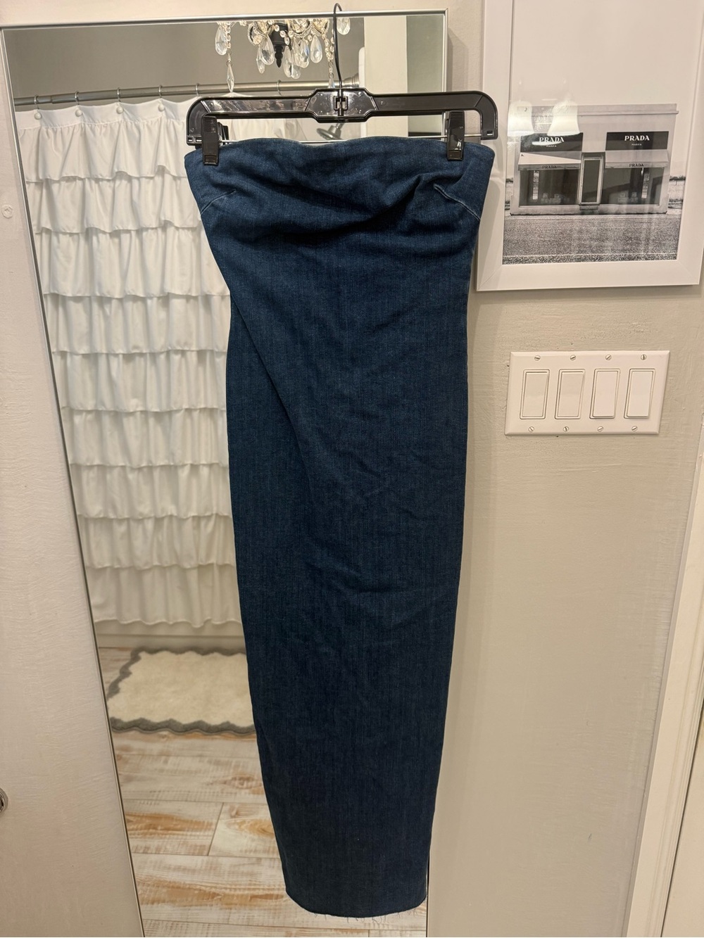 Zara Denim Strapless Maxi Dress